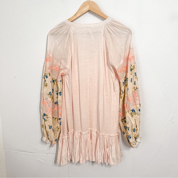 Free People Womens Dress Mini Size XS Pink Embroidered Flowy Tunic Boho - Picture 5 of 8